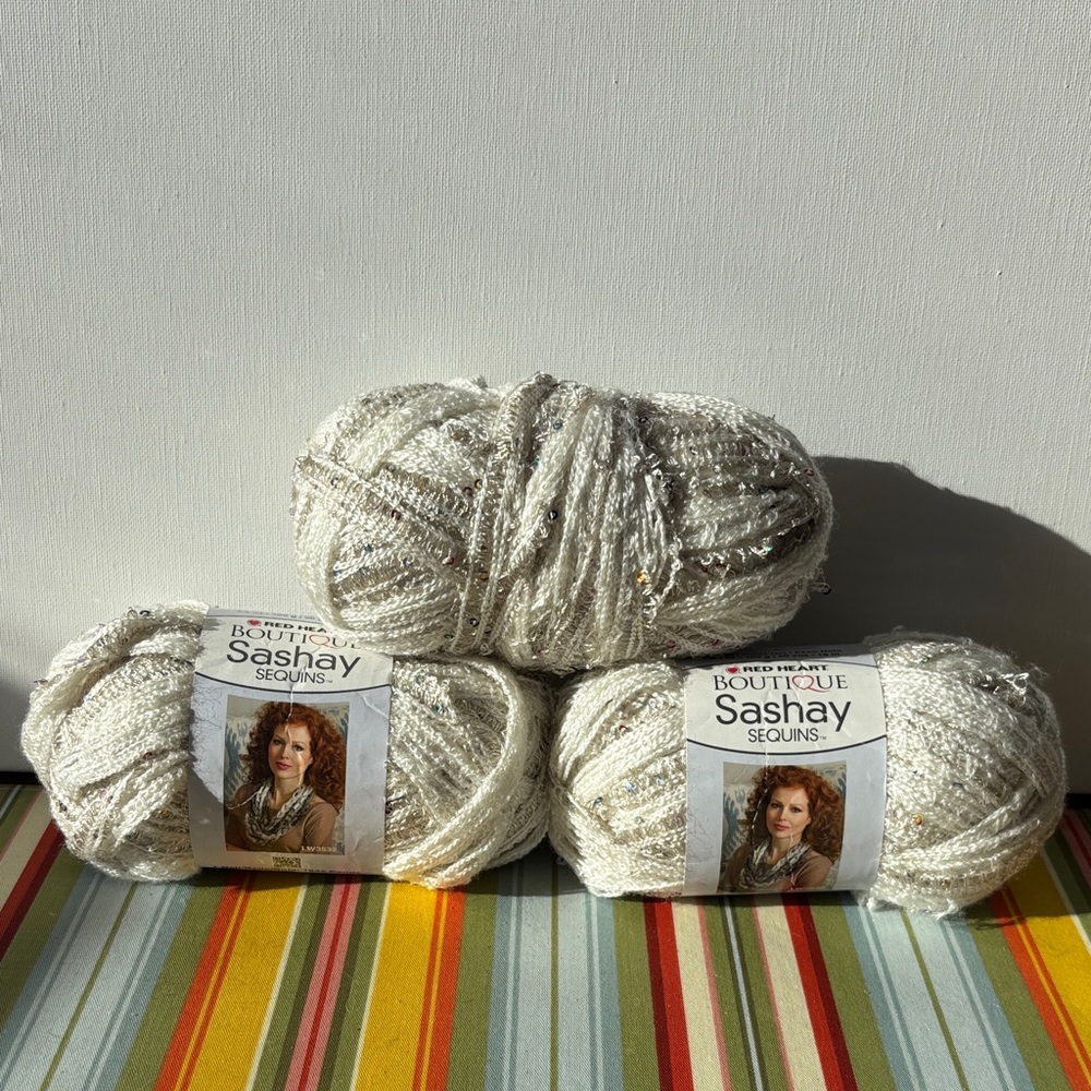 Boutique Sashay Sequins Yarn - 3 Skeins Champange- Same dye lot